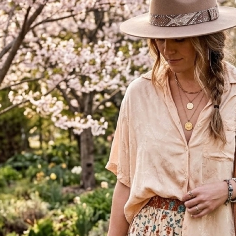 Sophisticates by Jonathan Martin Textured Floral Neutral Cottagecore Button Down